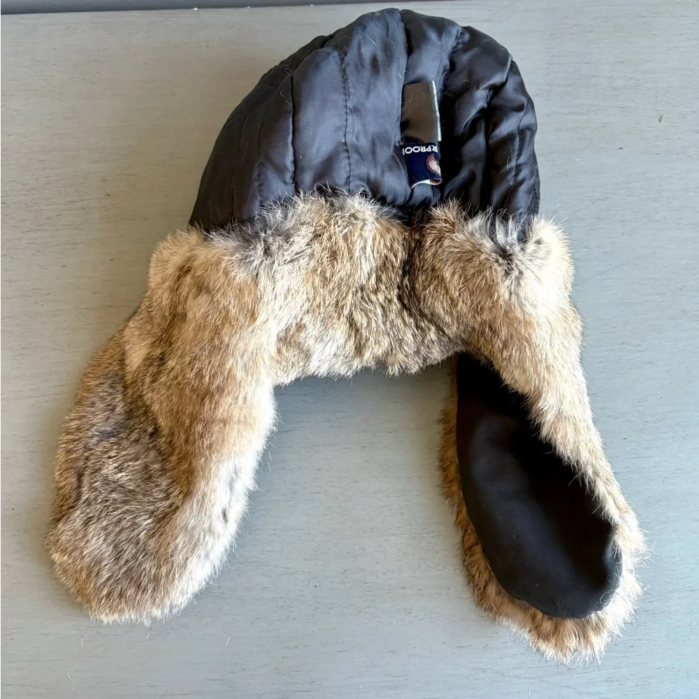 Weatherproof Kids Bomber Tapper Hat Rabbit Fur-Lined Trapper YOUTH Medium